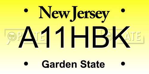 A11HBK New Jersey License Plate