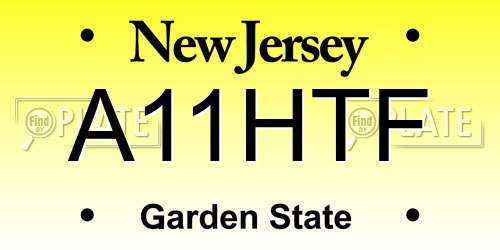 A11HTF New Jersey License Plate