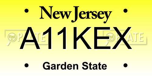 A11KEX New Jersey License Plate