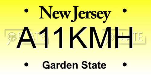 A11KMH New Jersey License Plate