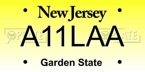 A11LAA New Jersey License Plate
