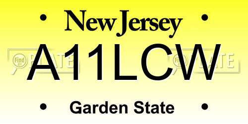 A11LCW New Jersey License Plate