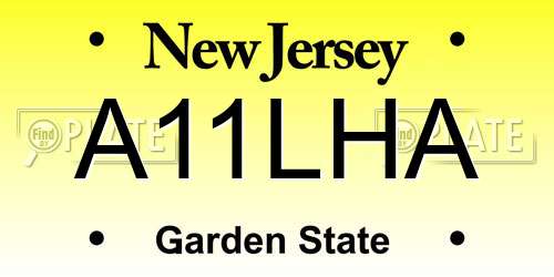 A11LHA New Jersey License Plate