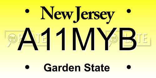 A11MYB New Jersey License Plate