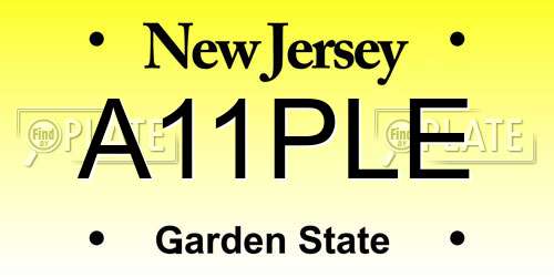A11PLE New Jersey License Plate