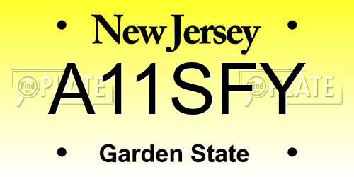 A11SFY New Jersey License Plate