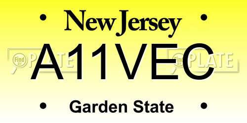 A11VEC New Jersey License Plate