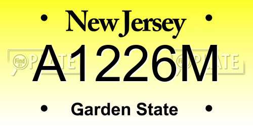 A1226M New Jersey License Plate