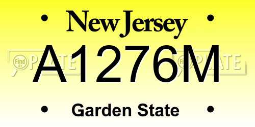 A1276M New Jersey License Plate