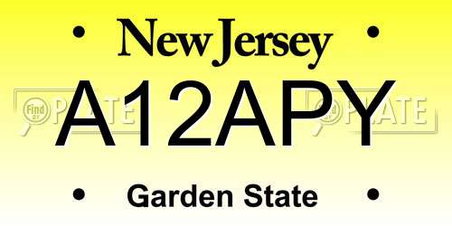 A12APY New Jersey License Plate