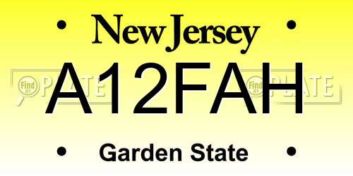A12FAH New Jersey License Plate