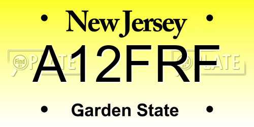 A12FRF New Jersey License Plate