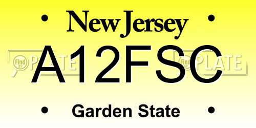 A12FSC New Jersey License Plate