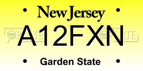 A12FXN New Jersey License Plate