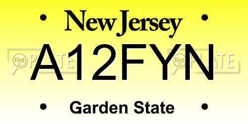 A12FYN New Jersey License Plate
