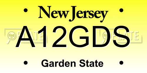 A12GDS New Jersey License Plate
