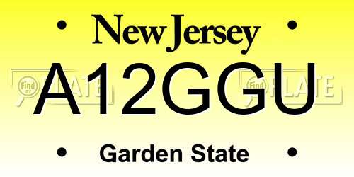 A12GGU New Jersey License Plate