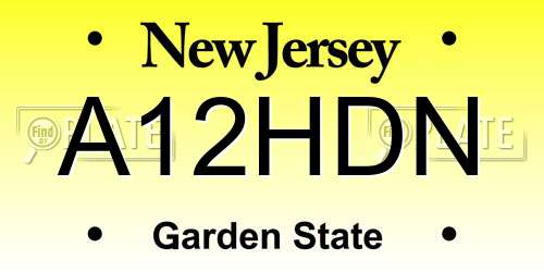 A12HDN New Jersey License Plate