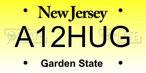 A12HUG New Jersey License Plate