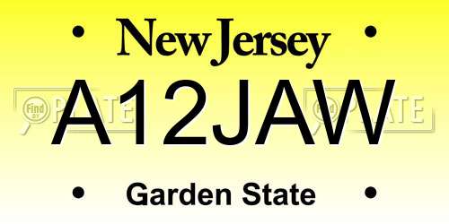 A12JAW New Jersey License Plate