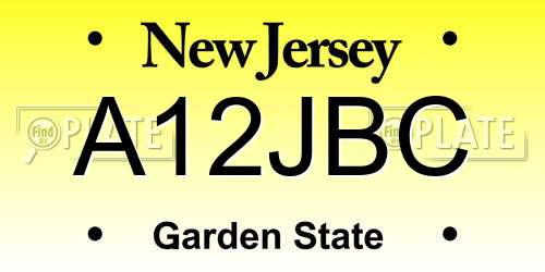 A12JBC New Jersey License Plate