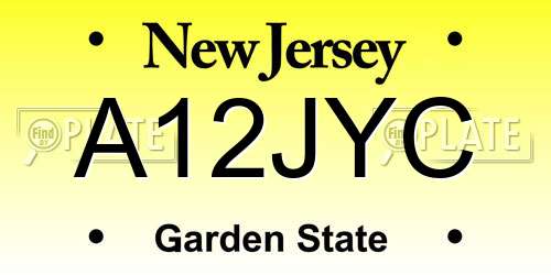 A12JYC New Jersey License Plate