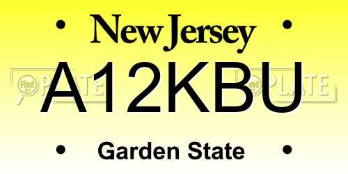 A12KBU New Jersey License Plate