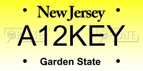 A12KEY New Jersey License Plate