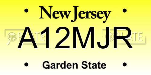 A12MJR New Jersey License Plate