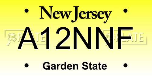 A12NNF New Jersey License Plate
