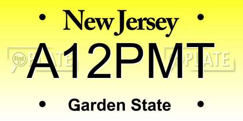 A12PMT New Jersey License Plate
