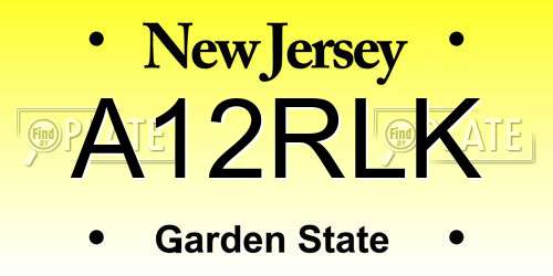 A12RLK New Jersey License Plate