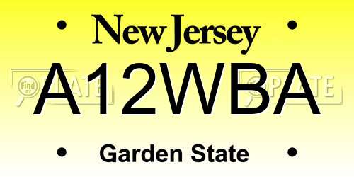 A12WBA New Jersey License Plate