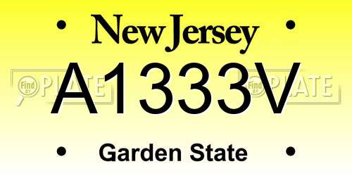 A1333V New Jersey License Plate