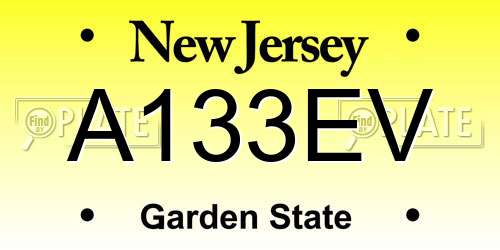 A133EV New Jersey License Plate