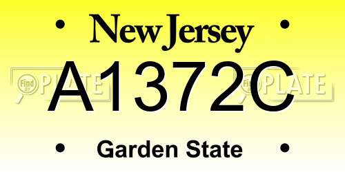 A1372C New Jersey License Plate