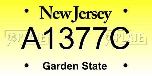A1377C New Jersey License Plate