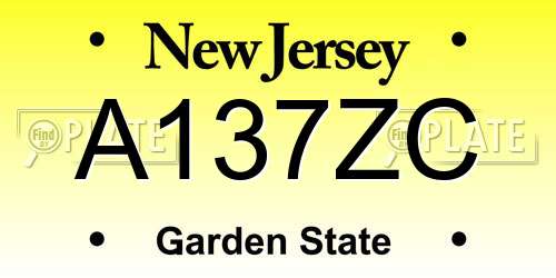 A137ZC New Jersey License Plate