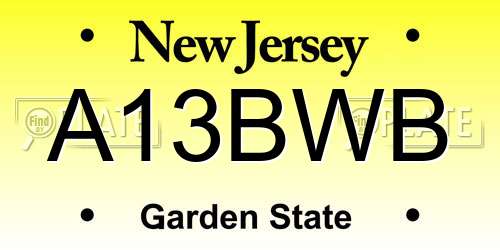 A13BWB New Jersey License Plate