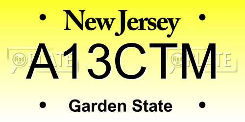 A13CTM New Jersey License Plate