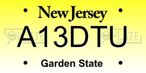 A13DTU New Jersey License Plate