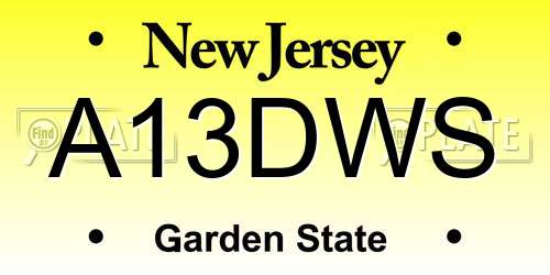 A13DWS New Jersey License Plate