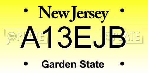 A13EJB New Jersey License Plate