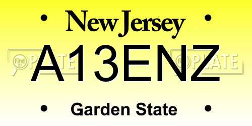 A13ENZ New Jersey License Plate