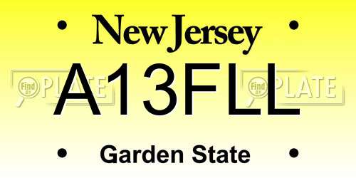 A13FLL New Jersey License Plate