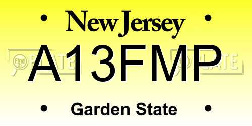 A13FMP New Jersey License Plate