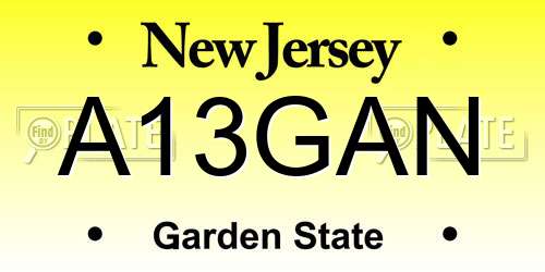 A13GAN New Jersey License Plate