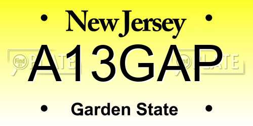 A13GAP New Jersey License Plate