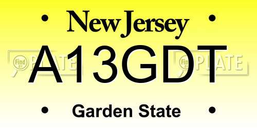 A13GDT New Jersey License Plate