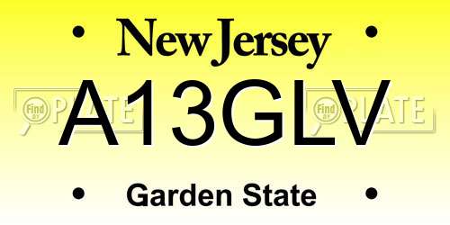 A13GLV New Jersey License Plate